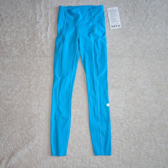 Women's Size 2 Lululemon Fast and Free HR Tight 25" Neon Wash Azure Blue - Picture 1 of 5